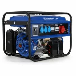 EBERTH 5500 Watt Notstromaggregat Stromerzeuger Stromaggregat Mit E-Start, 13 PS Benzinmotor, 4-Takt, 3-Phasen, 1x 400V, 3x 230V, 1x 12V, Automatischer Voltregler AVR, Ölmangelsicherung