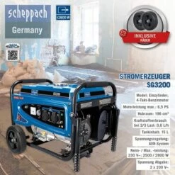 Scheppach Benzin Stromerzeuger SG3200 4-Takt Generator Notstromaggregat 2800W -Deutschland Stromerzeuger & Zubehör Verkaufs-Shop 46738193 5