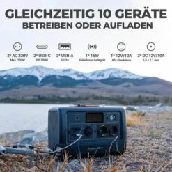 POWEROAK BLUETTI EB70 Tragbare Stromzeuger 716Wh Stromgenerator 1000W Solar Generator LiFePo4 Batterie Backup Mit 2 220 AC Steckdosen, 2 100W Typ-C, LED Taschenlampe, Notversorgung Für Outdoor,Camping,Ferien -Deutschland Stromerzeuger & Zubehör Verkaufs-Shop 54378460 4