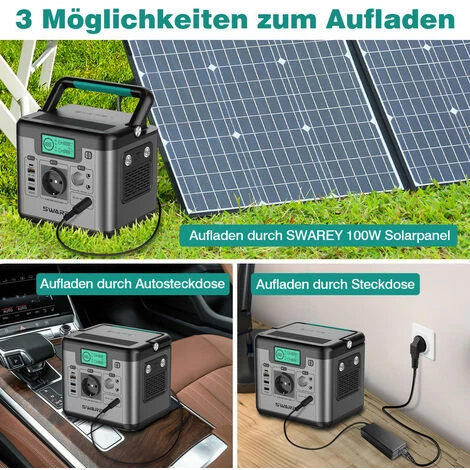 Swarey 518Wh Tragbarer Stromgenerator Mit 100W Faltbare SolarPanel Solar Generator Für Outdoor Camping Home Stromerzeuger 4 Swarey 518Wh Tragbarer Stromgenerator Mit 100W Faltbare SolarPanel Solar Generator Für Outdoor Camping Home Stromerzeuger – Bild 2