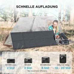 EF ECOFLOW ECOFLOW RIVER Solargenerator 288 Wh Mit Solarpanel 110 W, 2 X 600 W AC Ausgang (1200 W Peak), Tragbare Energiestation Für Camping, RC, Notfall -Deutschland Stromerzeuger & Zubehör Verkaufs-Shop 68089016 4