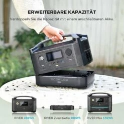 EF ECOFLOW ECOFLOW Tragbarer Elektrischer River, Lithium-Backup-Akku Mit 288 Wh, 600 W Wechselstrom-Steckdosen (Spitze 1800 W), Solargenerator Für Den Außenbereich, Camping, Notfall -Deutschland Stromerzeuger & Zubehör Verkaufs-Shop 68089040 5